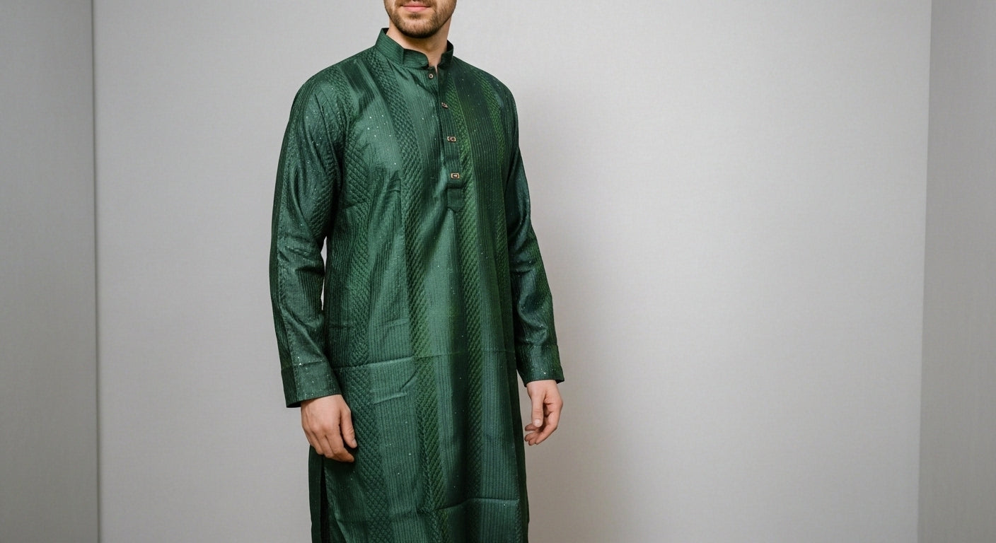 Georgette Sequins Embroidered Panjabi