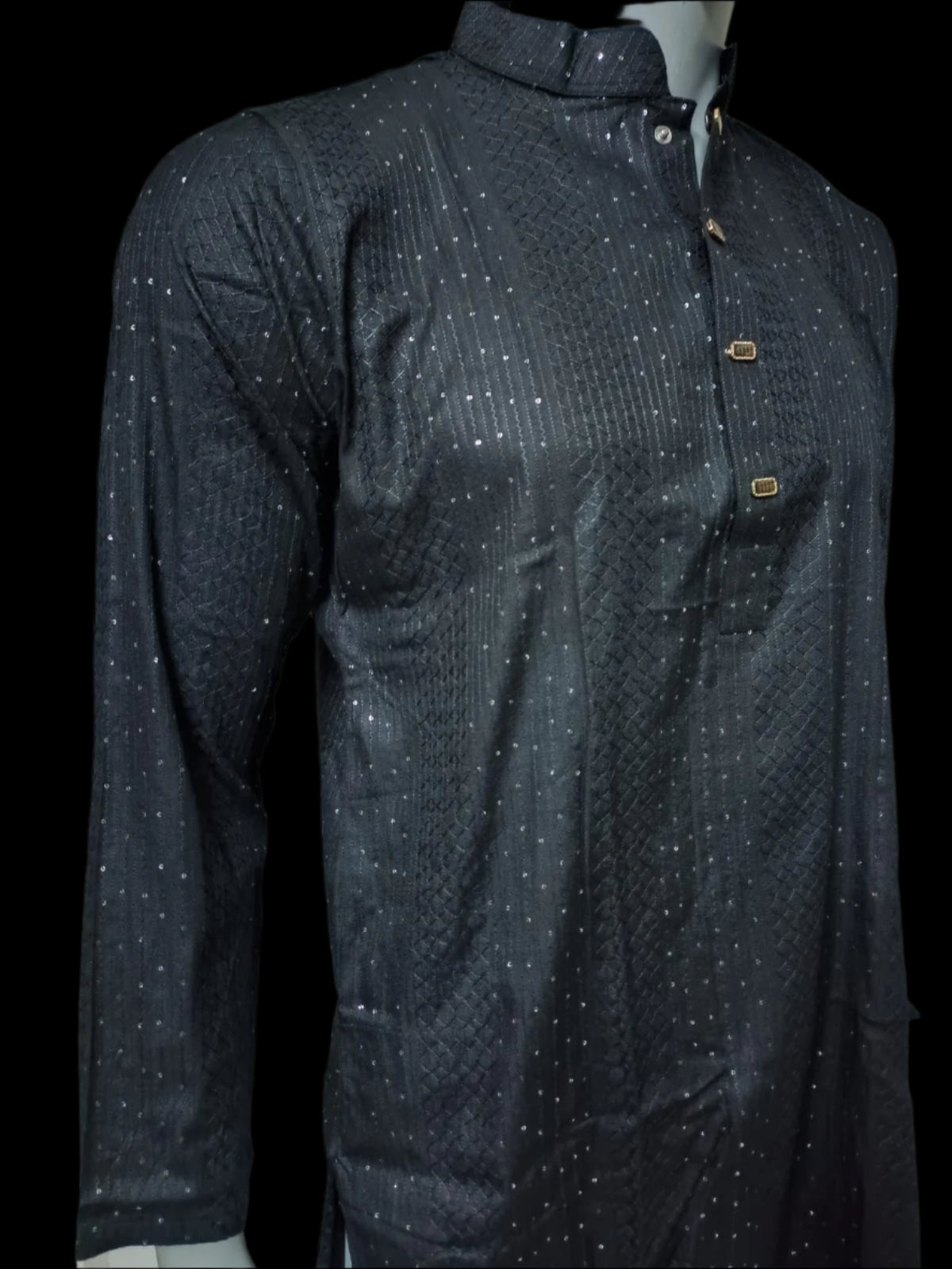 Georgette Sequins Embroidered Panjabi