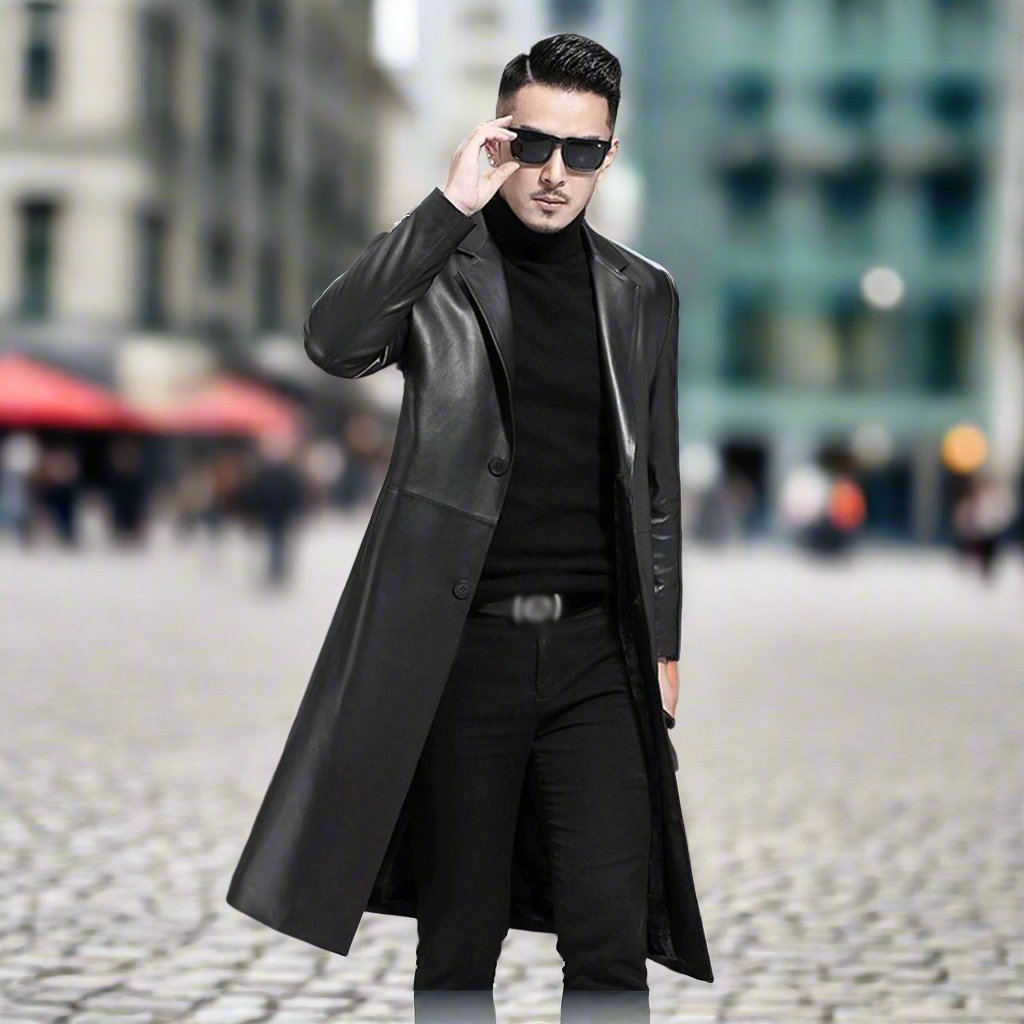 Men's Full Sleeve Long coat leather jacket