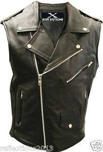 Leather Jacket - Sleeveless - Men's