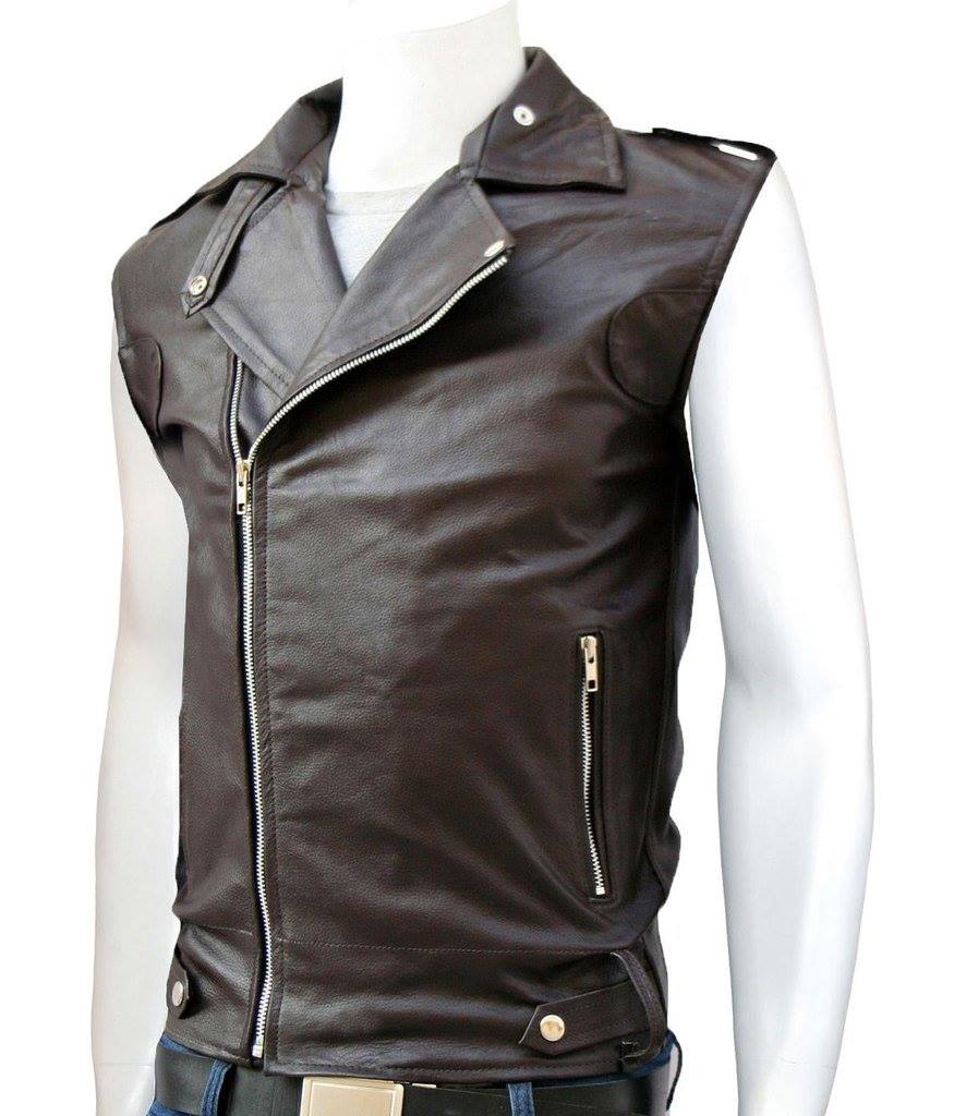 Leather Jacket - Sleeveless - Men's