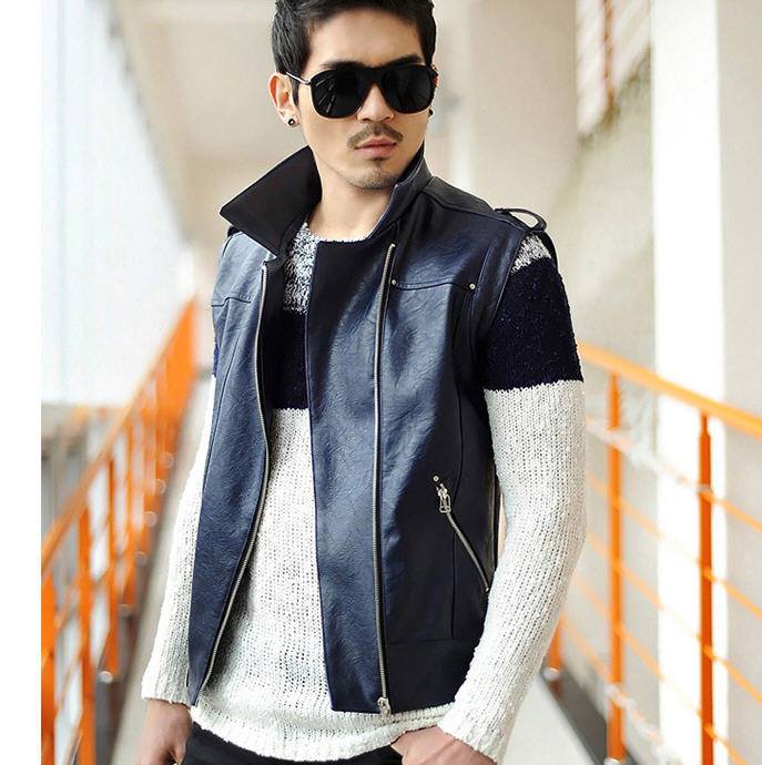 Leather Jacket - Sleeveless - Men's