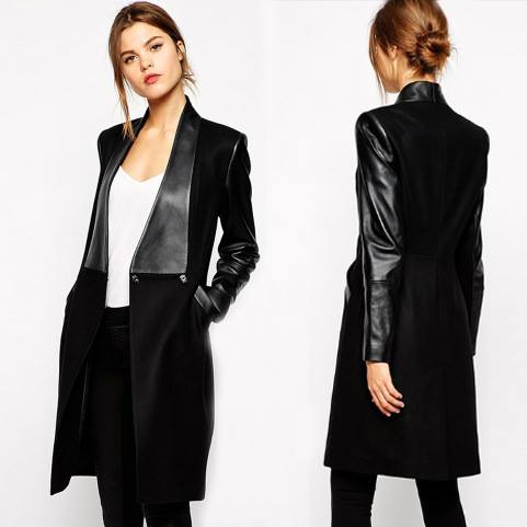 Leather Jacket - Long Coat - Full Sleeve - Women's