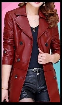 Leather Jacket - Long Coat - Full Sleeve - Women's